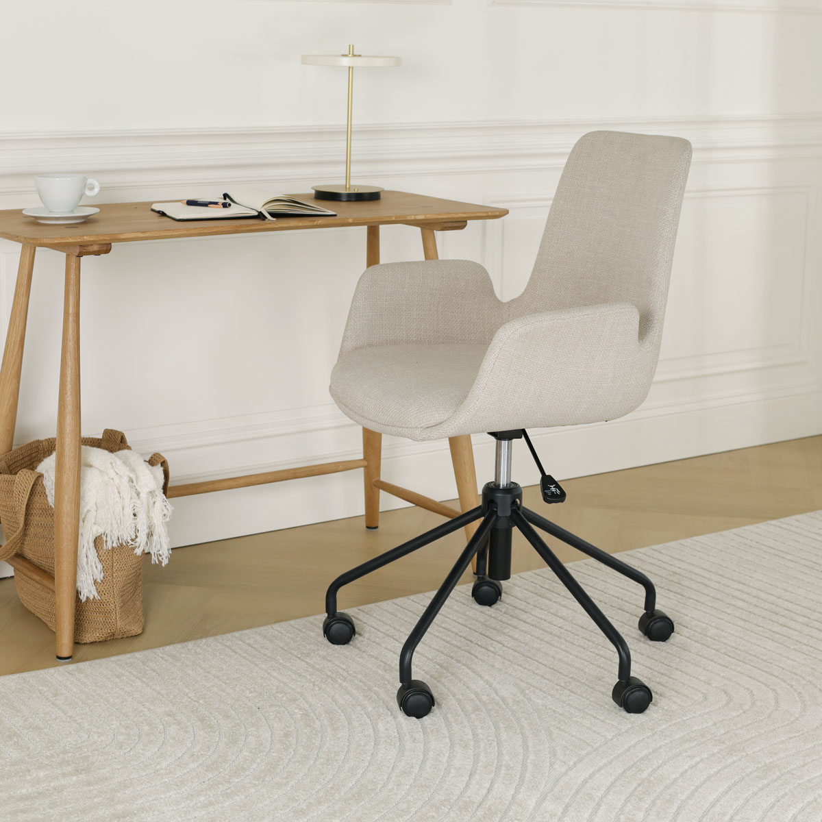 Bureaustoel Nout-Eef beige - zwart onderstel