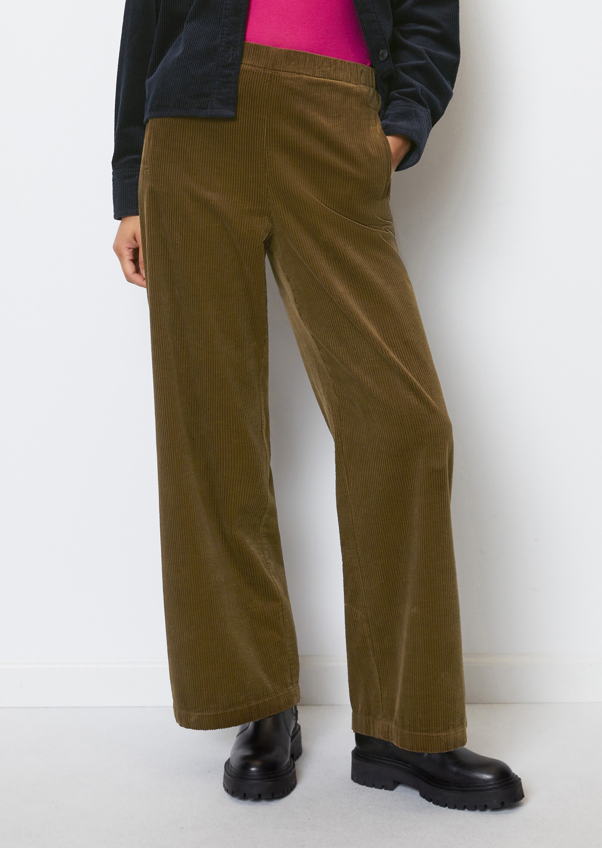 Cordhose straight mit teil-elastischem Bund