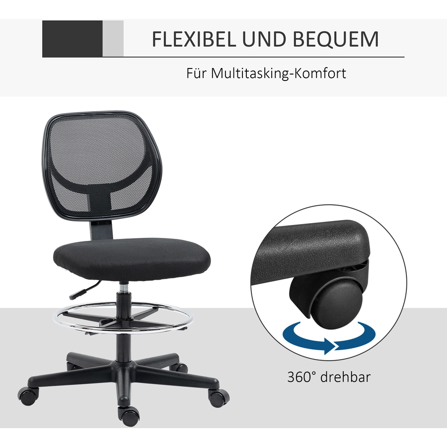 Vinsetto Bürostuhl ideal für Sitz und Stehplätze mit Fußstütze schwarz