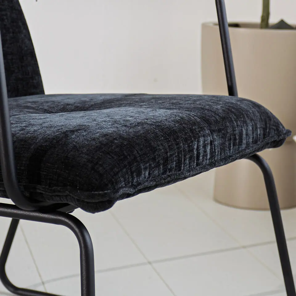 Fauteuil Hailey zwart chenille - Stof - Zwart