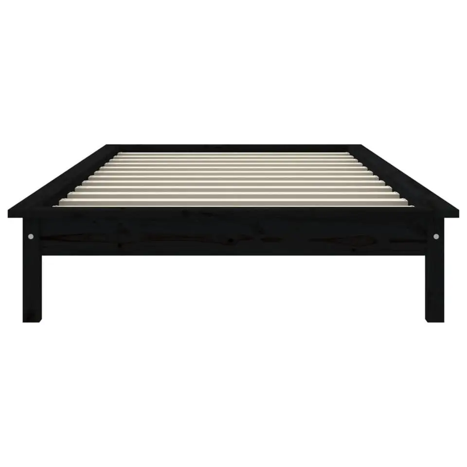 vidaXL - Bed frame met lattenbodem - Zwart - Massief grenenhout - 90x200 cm