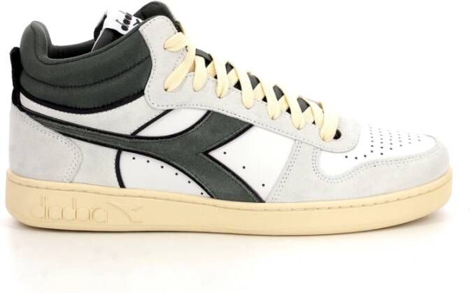 Diadora Stijlvolle Herensneakers met Groene Suède Accenten White