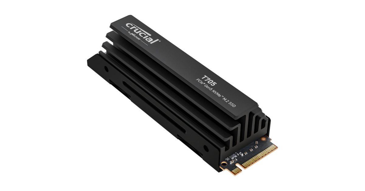 CrucialT705 4 TB SSD  (Zwart, PCIe 5.0 x4, NVMe 2.0, M.2 2280, Incl. heatsink)