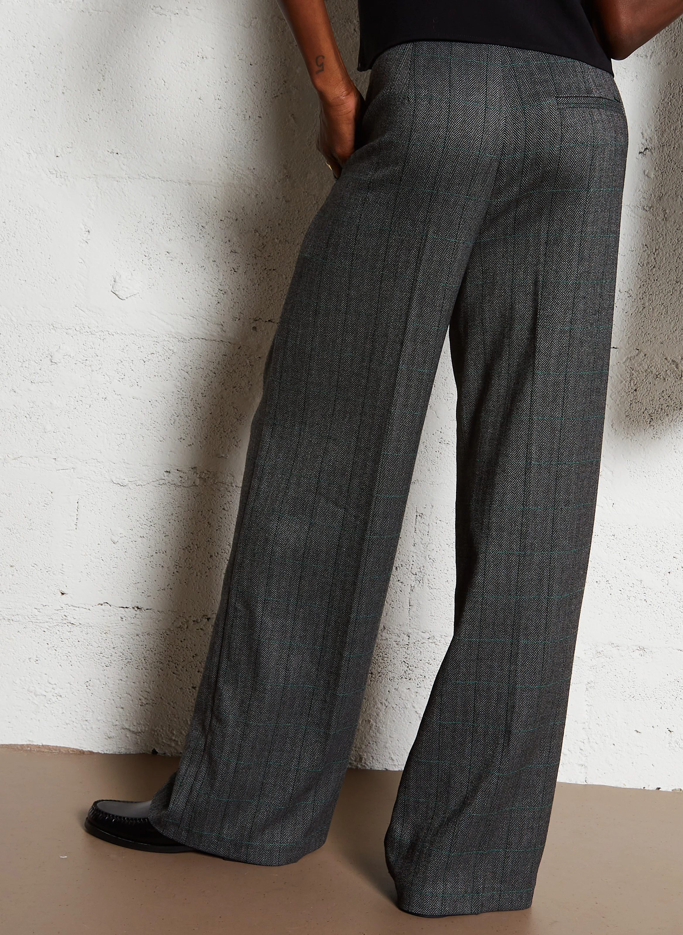 Pantalon de costume motif chevrons | Noir