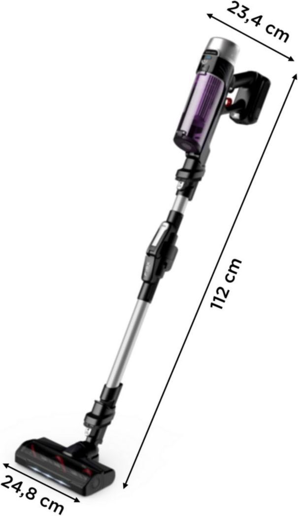 Aspirateur balai sans fil Rowenta X-Force Flex 9.60 Allergy, filtration anti-allergènes, puissance 100 AW, ultra léger, autonomie 45 min RH2038WO, noir/violet