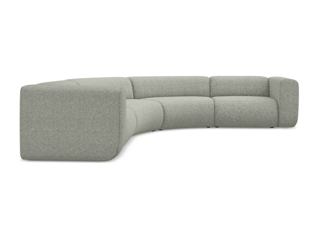 Canapé d'angle modulable en tissu texturé - gris clair - EKAHI
