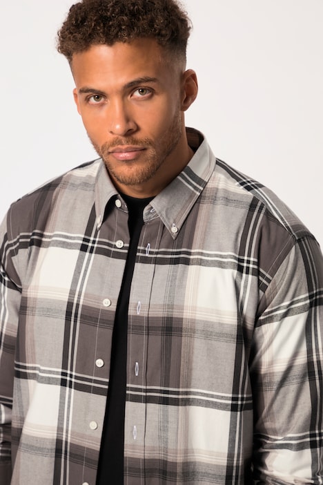 STHUGE Karohemd, Langarm, Flanell, Modern Fit, Buttondown-Kragen, bis 8 XL
