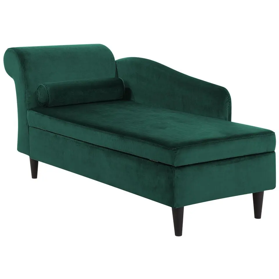 LUIRO - Chaise longue - Groen - Linkerzijde - Fluweel