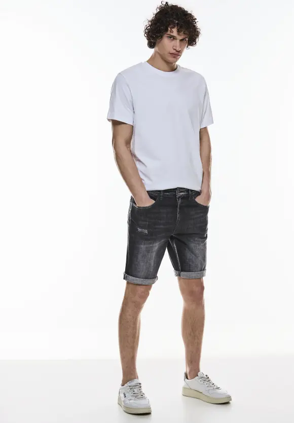 Regular Fit Jeans Shorts - black random wash