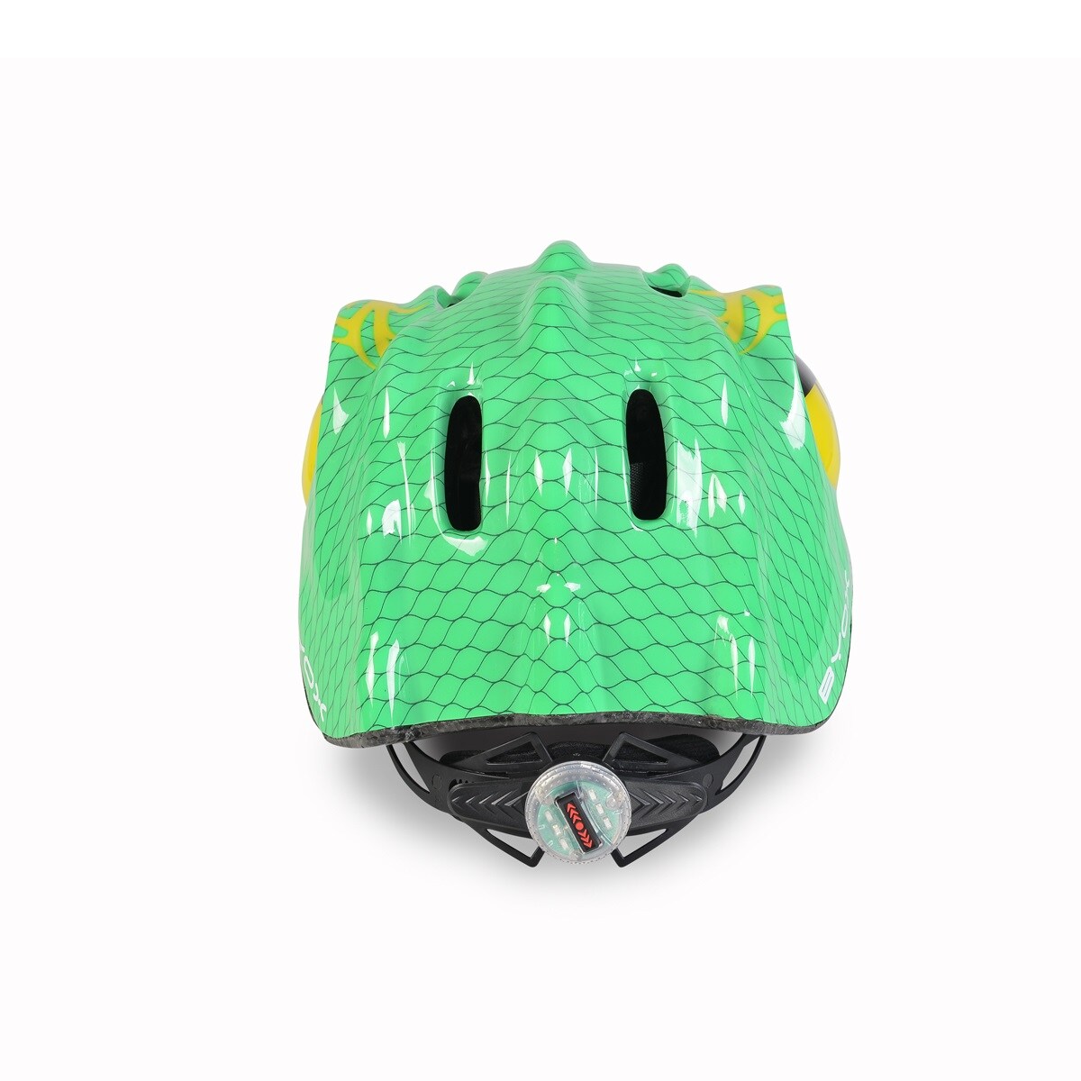 Byox Schutzhelm Y27 Dino Gr S 48 - 54 cm, einstellbar, 4 Löcher, LED-Beleuchtung in grün