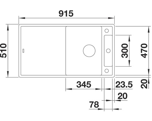 Blanco AXIA III 5 S spoelbak, 915 x 510 mm, wit, zonder multifunctionele kom, 523219