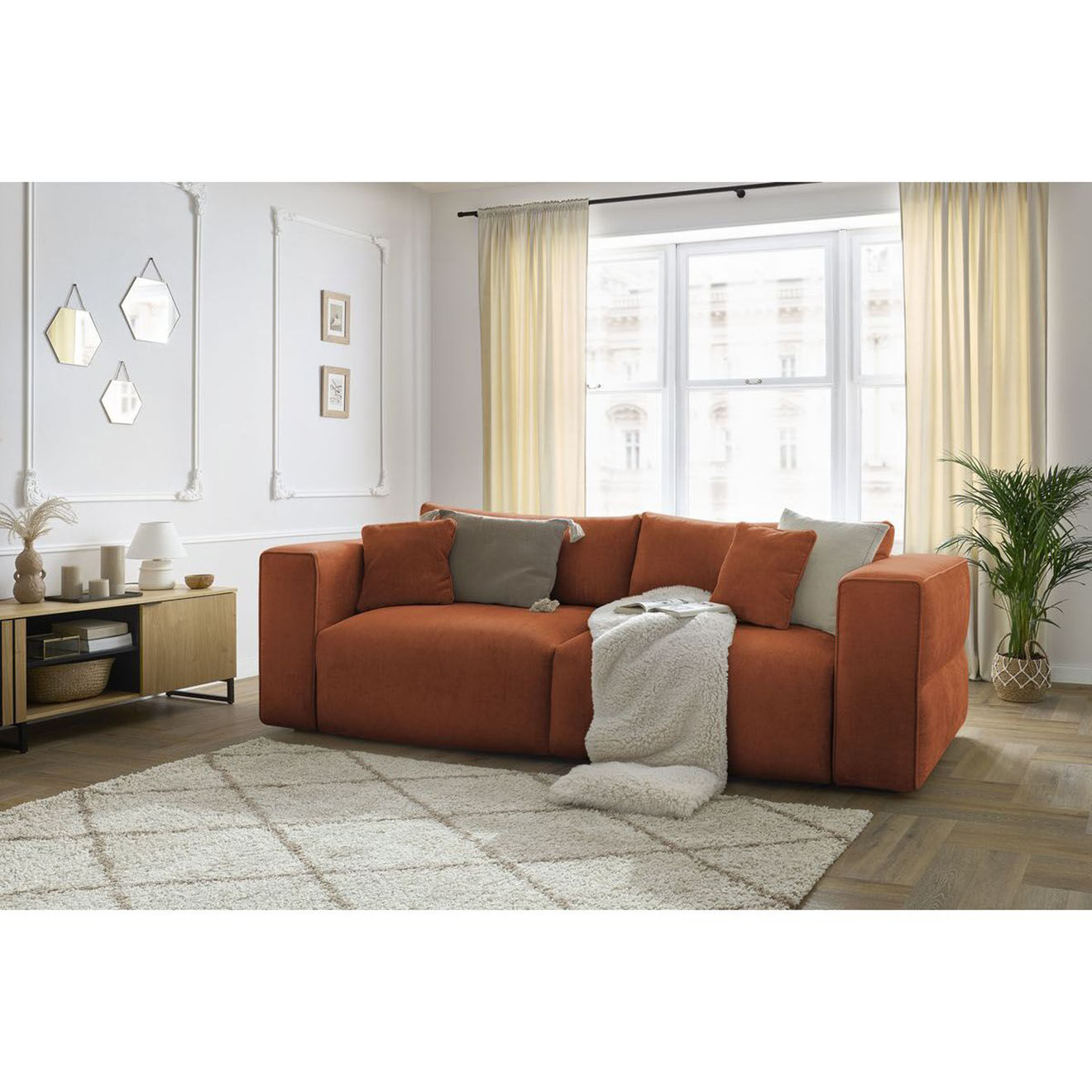 Bobochic Canapé convertible coffre ezechiel rouge - 265x109x82 cm