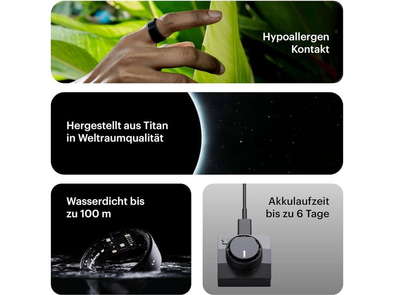 Ultrahuman Ring AIR Grösse: 8, Dunkelgrau Smartring