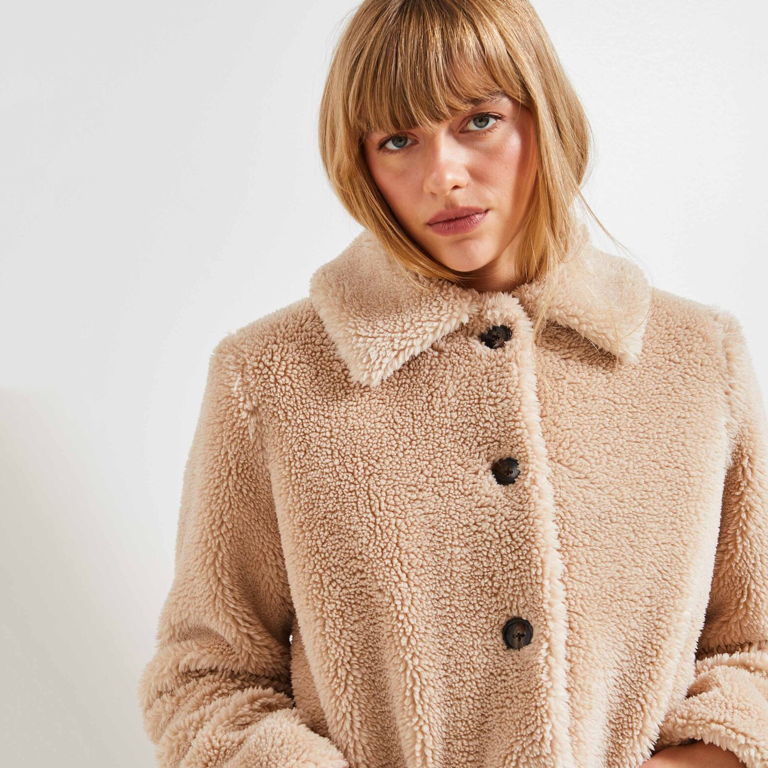 Manteau effet mouton femme