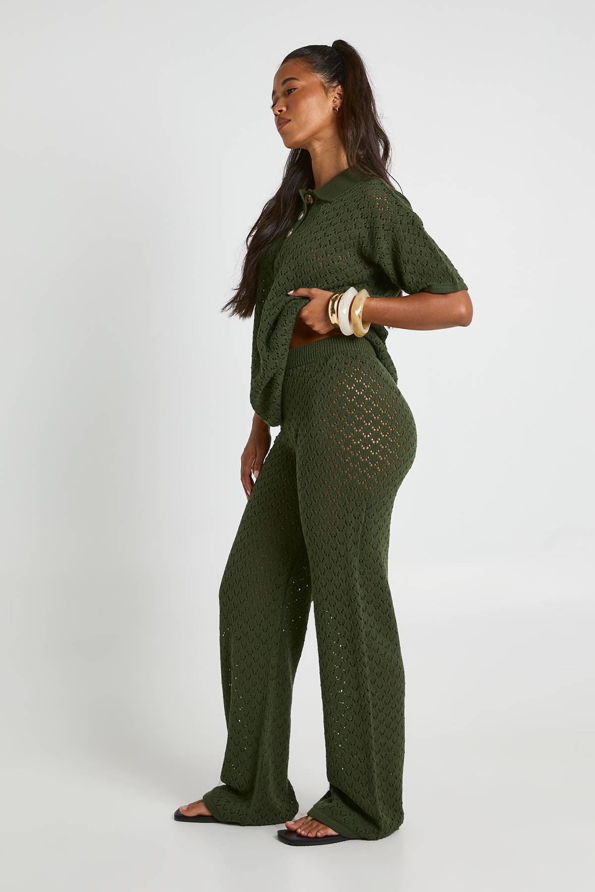 boohoo Haut Long Au Crochet Et Pantalon Large