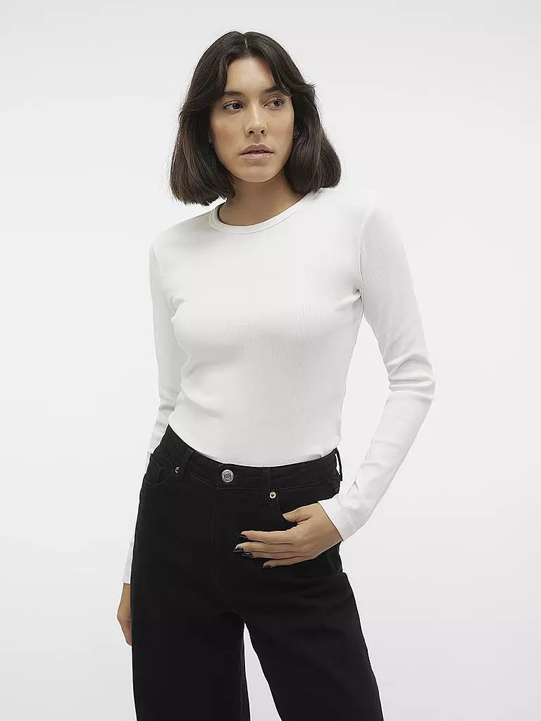 VERO MODA Langarmshirt Slim Fit  VMCHLOE weiss