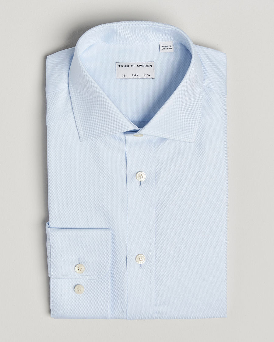 Tiger of Sweden Adley Structured Slim Fit Cut Away Shirt Light Blue
