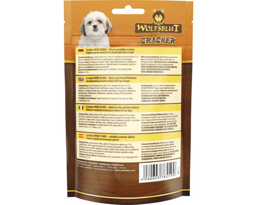 WOLFSBLUT Brede Naturel Cracker Hondensnack, Paard en Zoete Aardappel, Hypoallergeen, 70 g