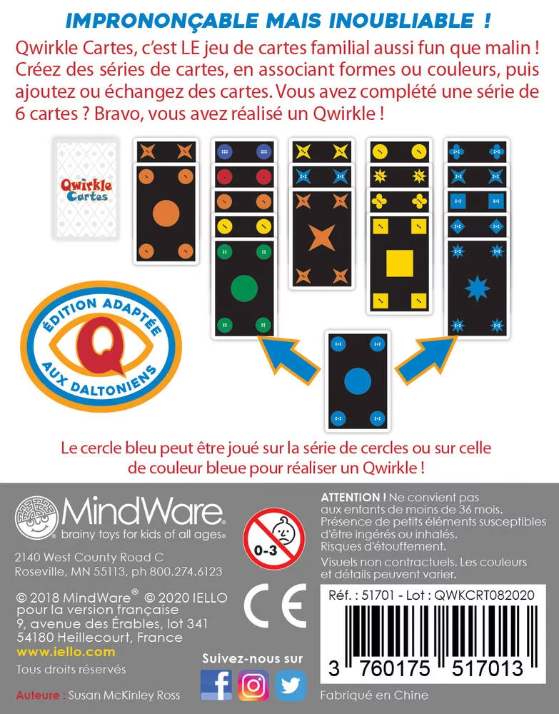 QWIRKLE CARTES