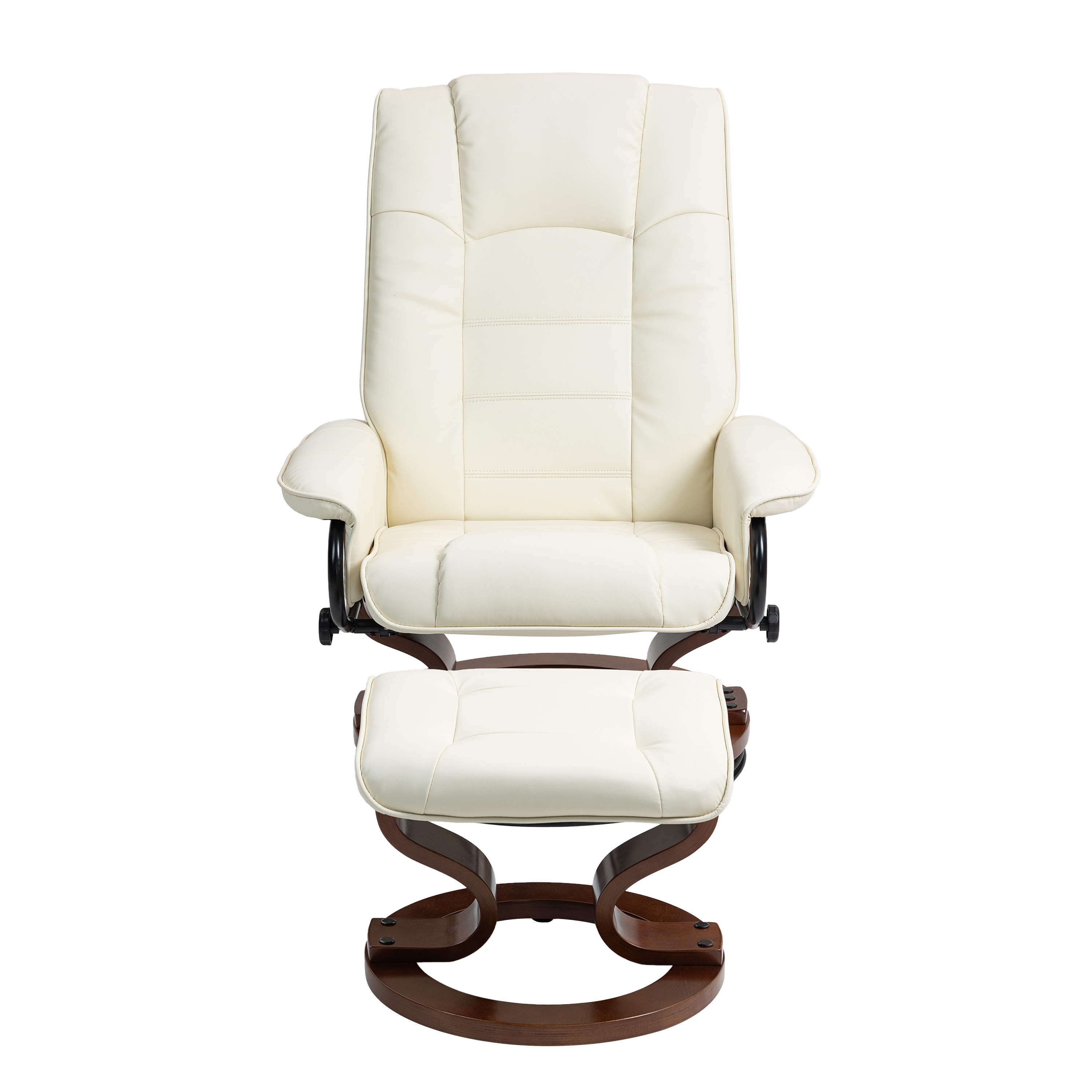 Relaxsessel Leder VITALII mit Hocker beige