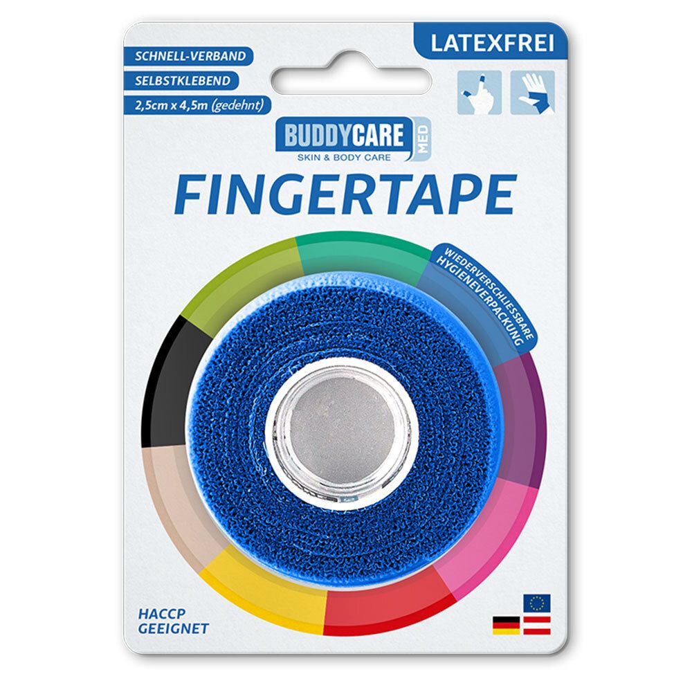 BUDDYCARE® MED Fingertape BLAU 2,5 cm x 4,5m Latexfrei