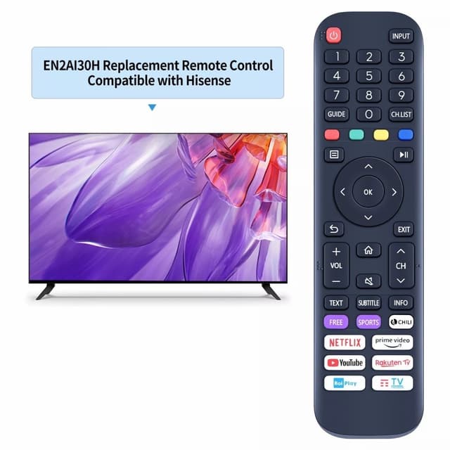 Fjernbetjeningserstatning til EN2AI30H til Hisense Smart Tv