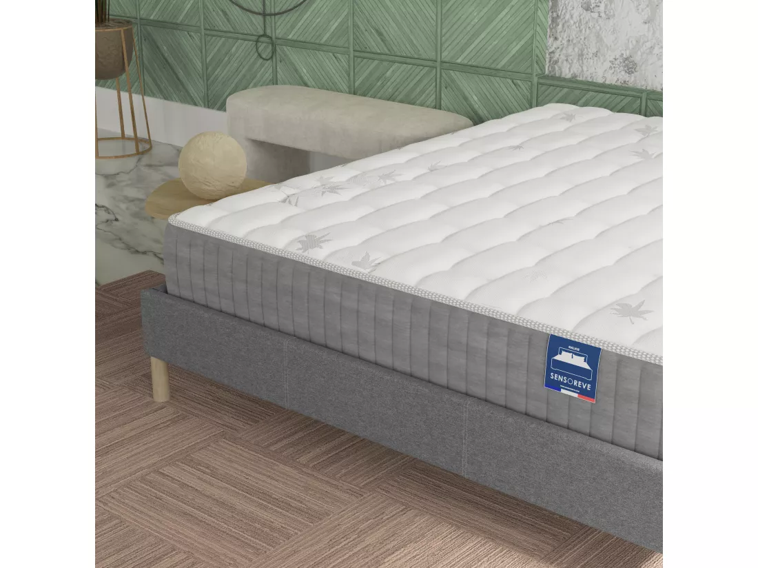 Ensemble matelas ressorts + sommier 120x190 cm ép. 25 cm à mémoire de forme