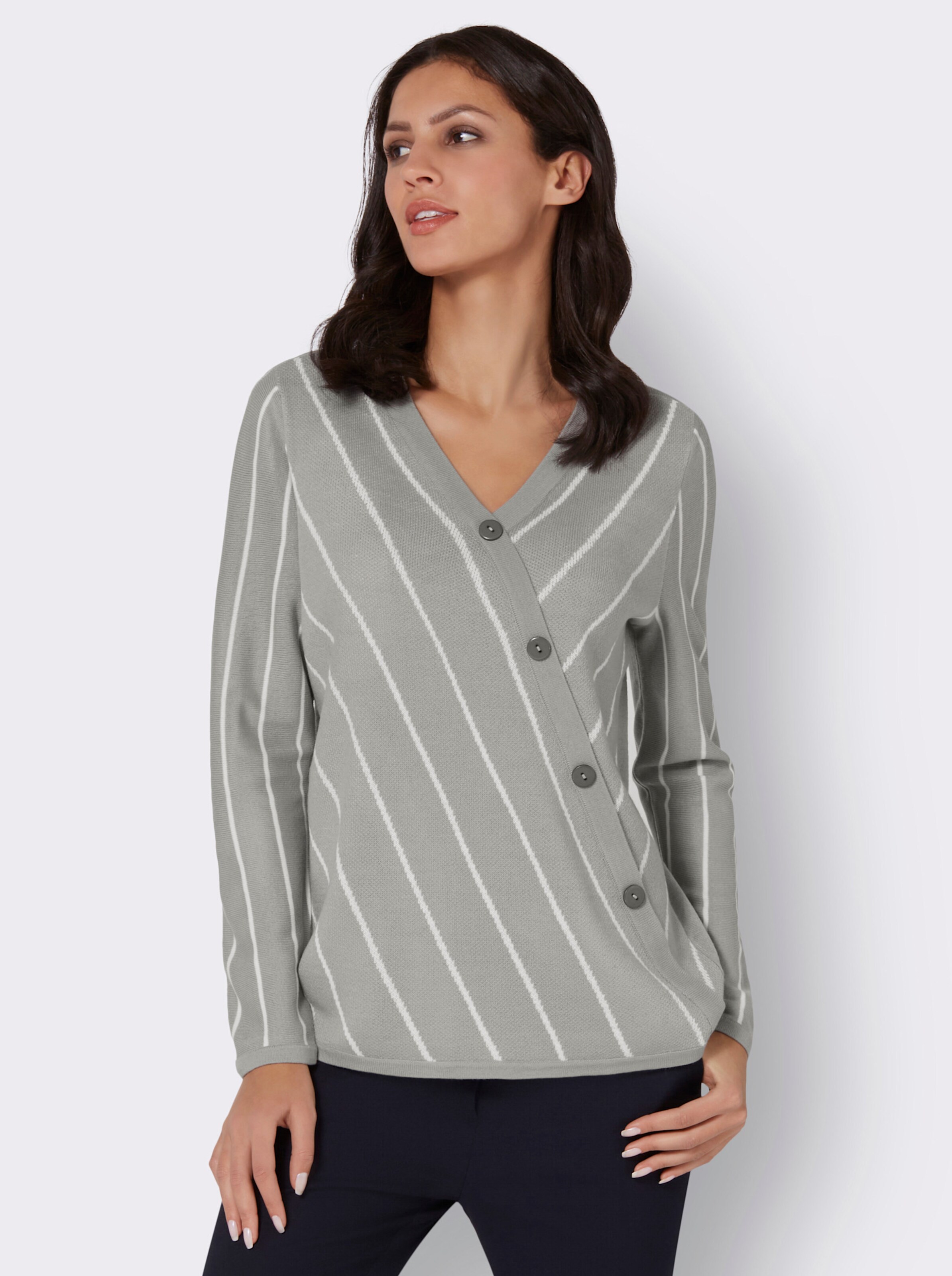 V-Ausschnitt-Pullover mit Jacquard-Muster