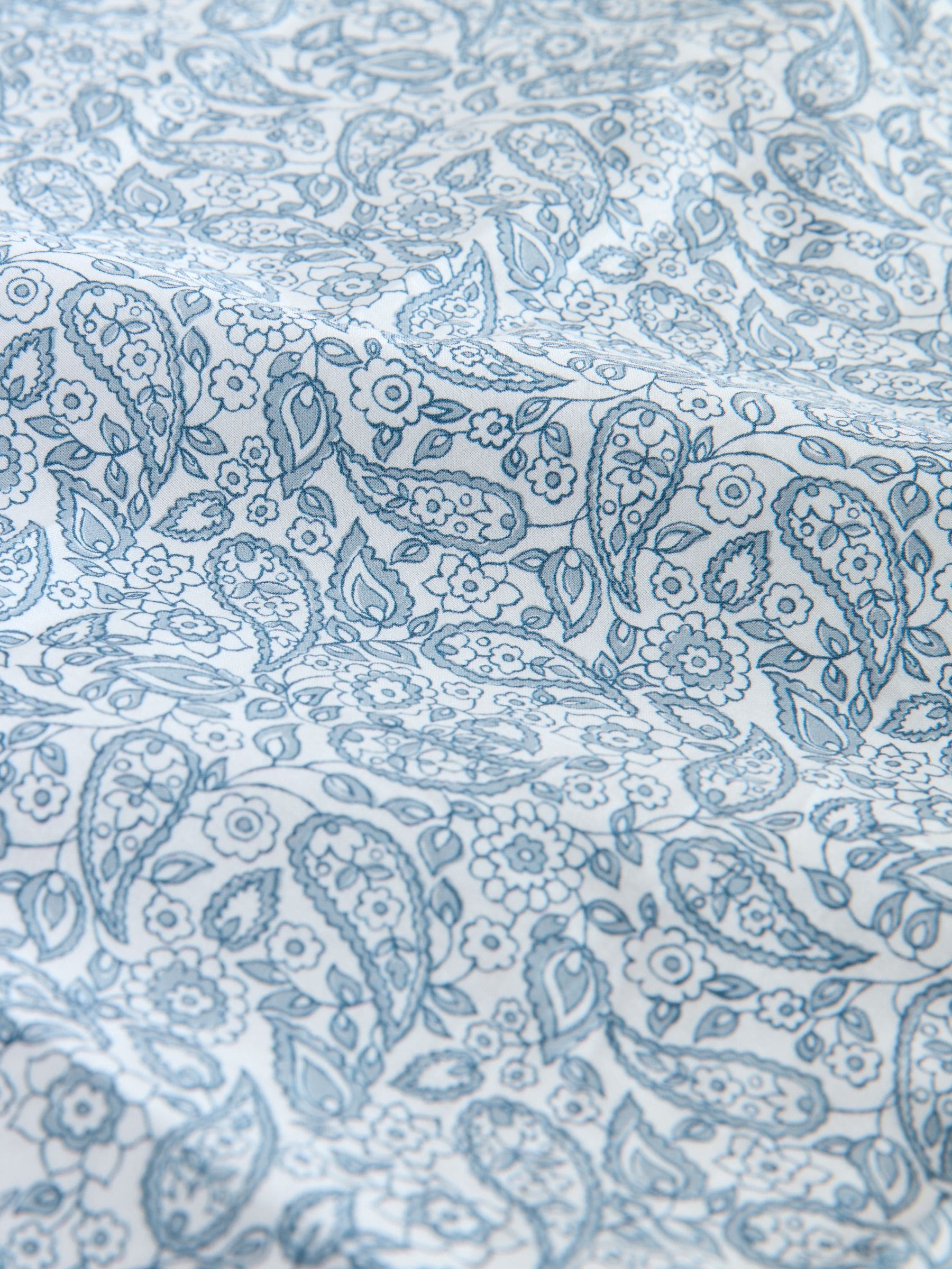 White Blue Paisley - Long Sleeve 100% Cotton Shirt