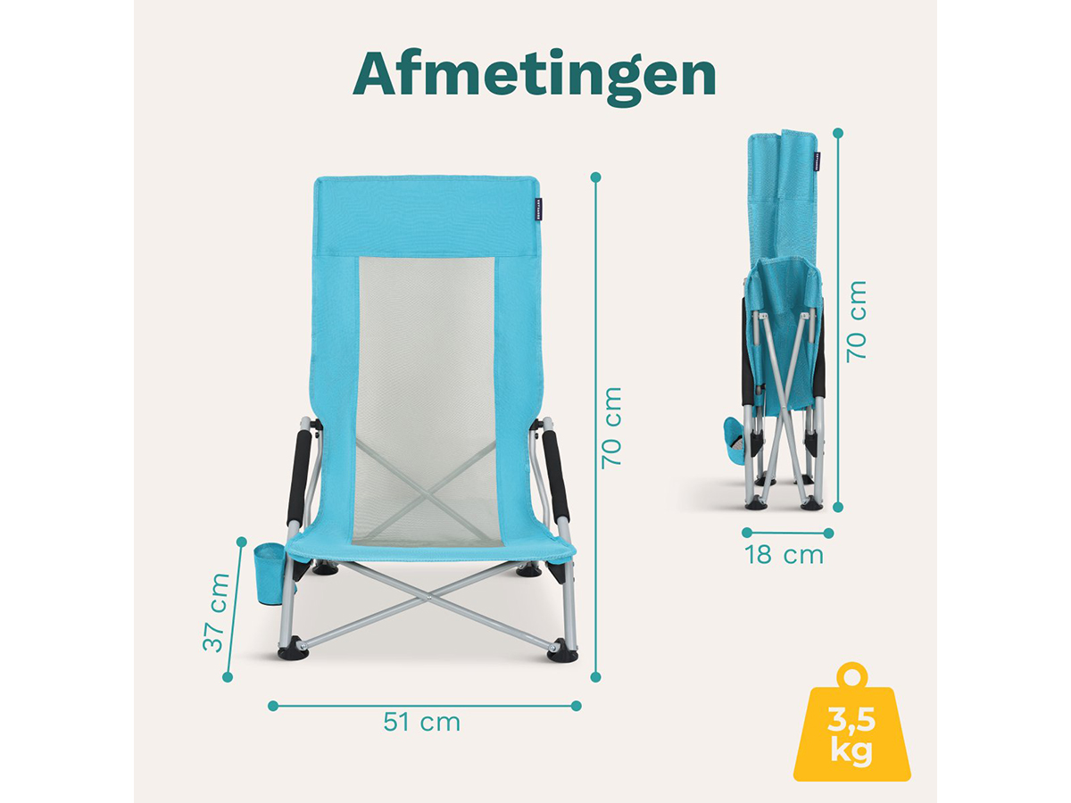 TRVLMORE Beach Chair High Blue strandstoel - Set van 2