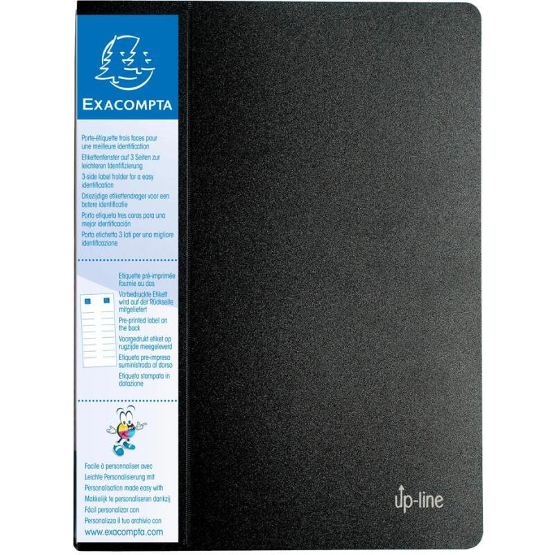 Protège-documents polypropylène rigide avec porte étiquette 3 faces Up Line Opaque 60 vues - A4 noir