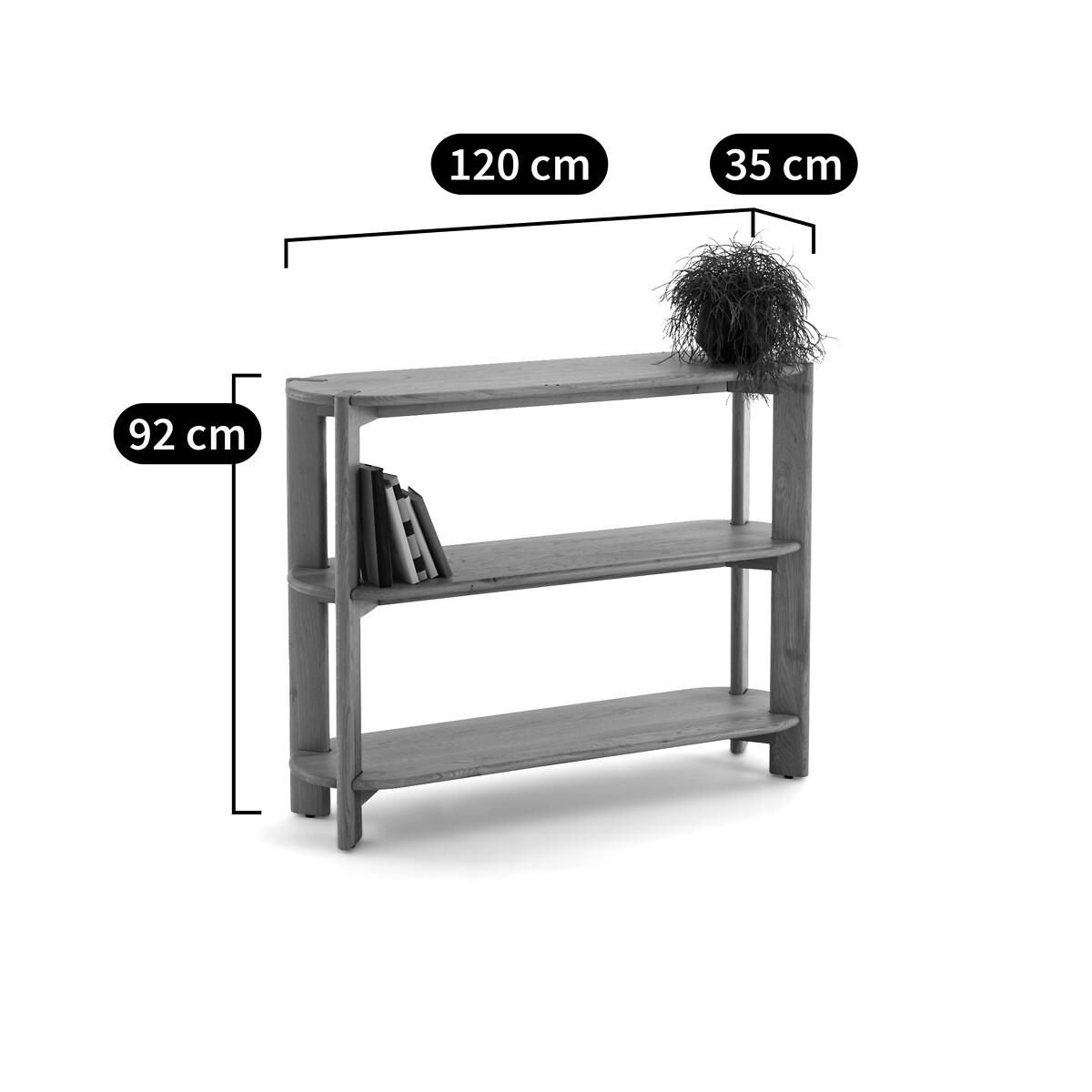 LA REDOUTE INTERIEURS<br>Mesa de parede com 3 prateleiras em carvalho maciço, Elmo