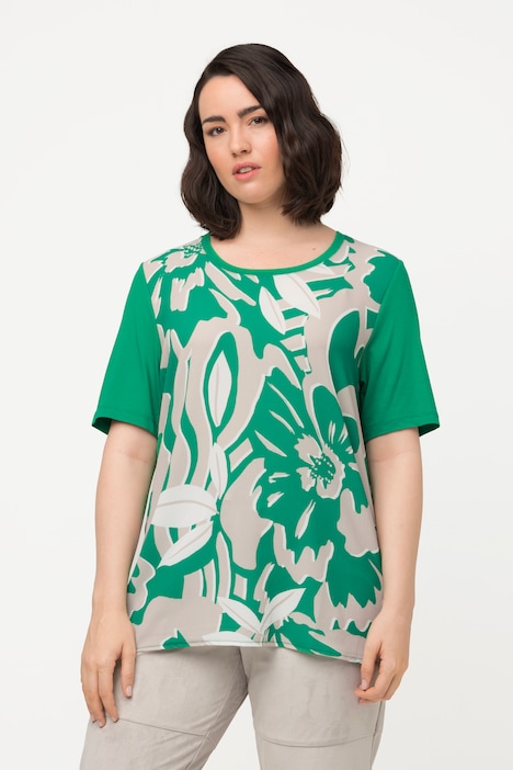 T-Shirt, Blüten, Rundhals, Halbarm