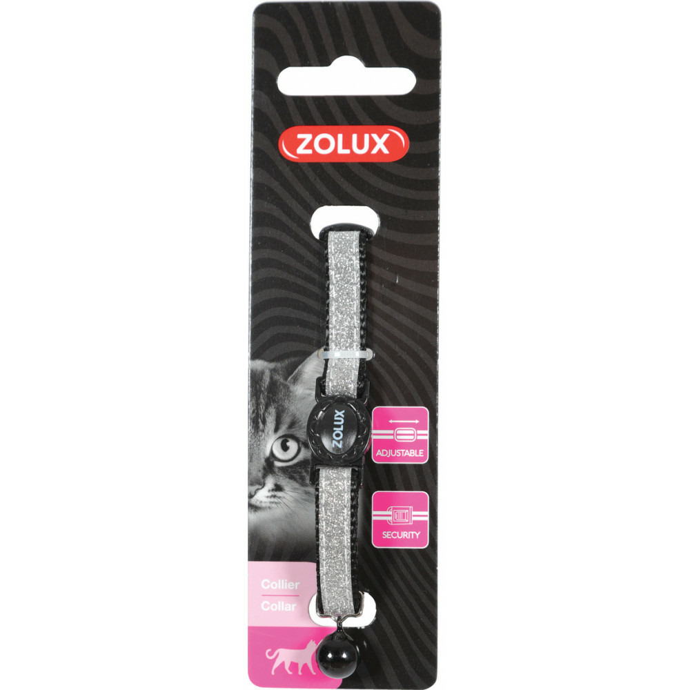 Collier shiny nylon réglable de 17 à 30 cm, noir pour chat