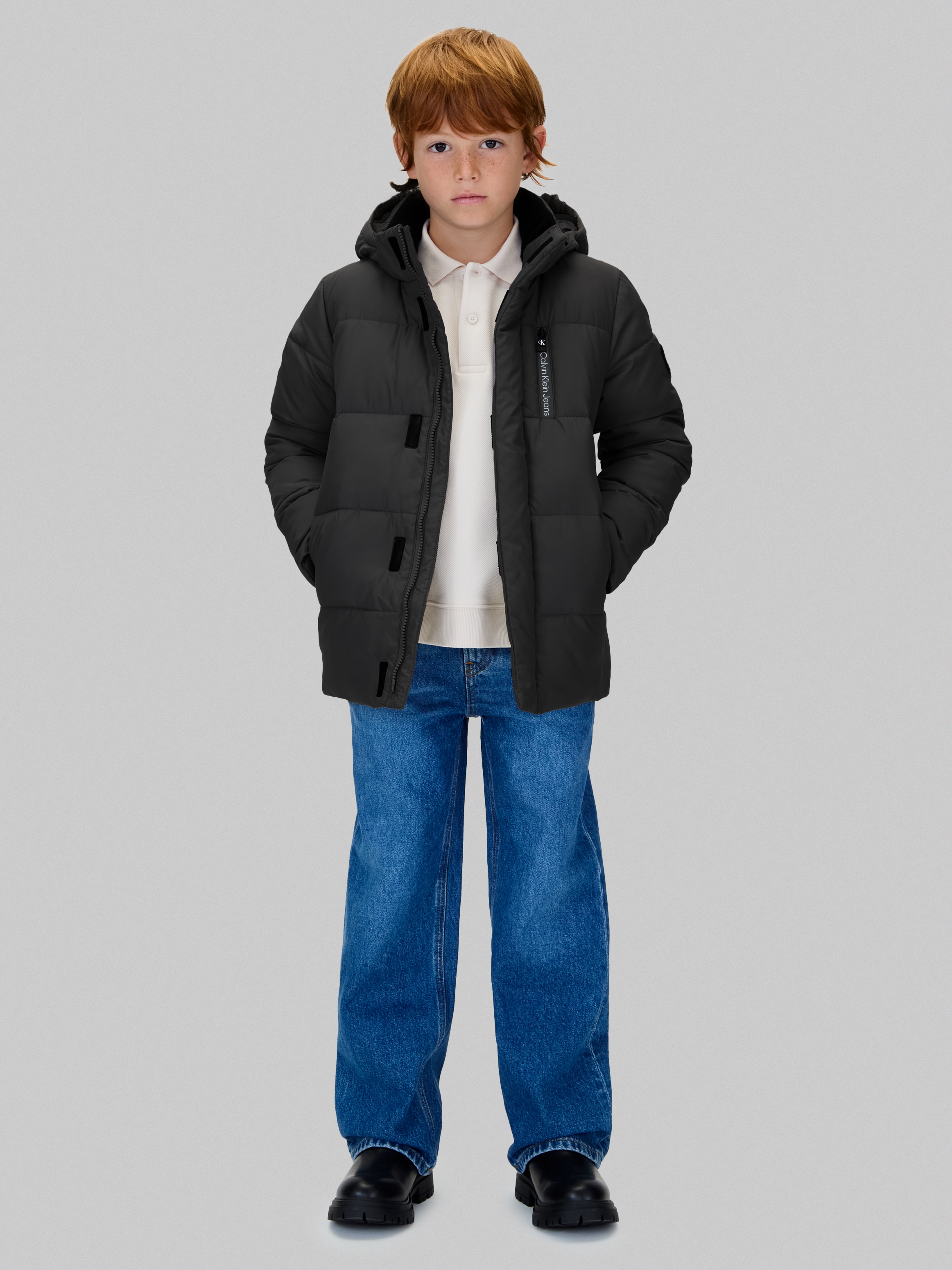 Calvin Klein Jeans Winterjacke »ESSENTIAL PUFFER JACKET« mit Kapuze für Kinder bis 16 Jahre und Calvin Klein Markenlabel