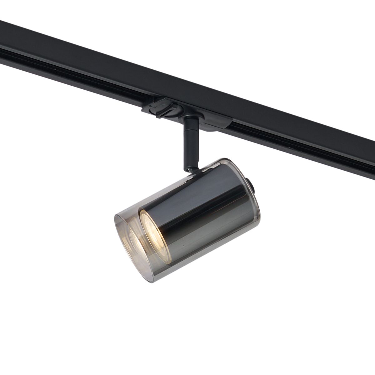 Moderne spot zwart met smoke glas voor railsysteem 1-fase - Iconic Lloyd