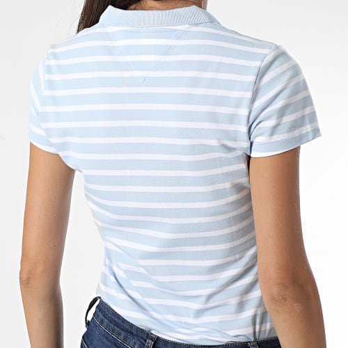 Polo Manches Courtes Femme 7151 Bleu Clair Blanc