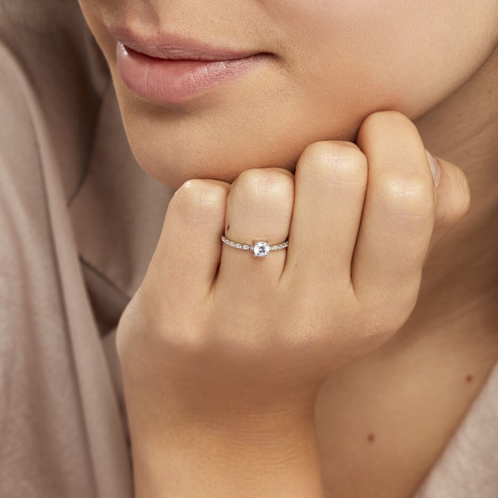 Bague Solitaire Servana Or Blanc Oxyde De Zirconium