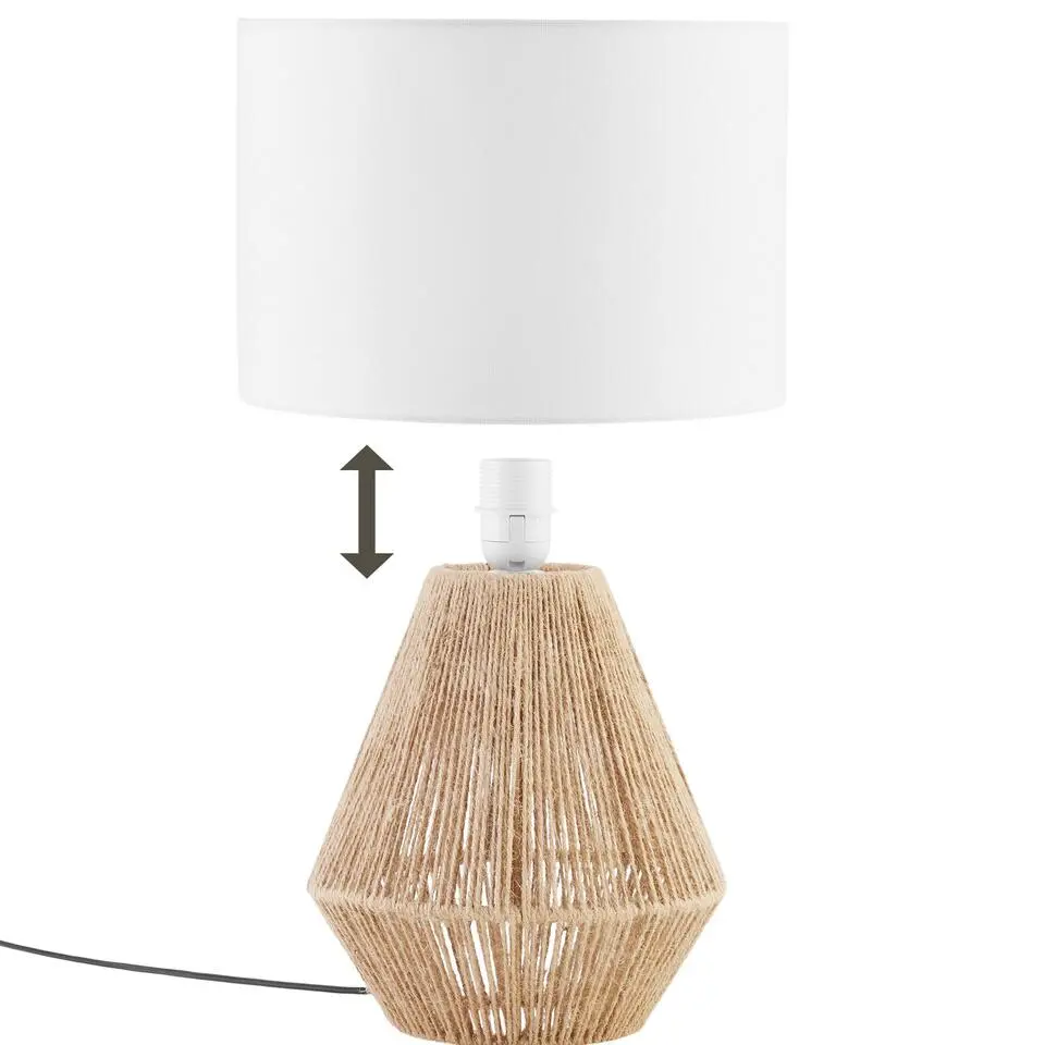 tectake Tafellamp Lignea Lux van jute in boho-stijl, 60W, Natuur
