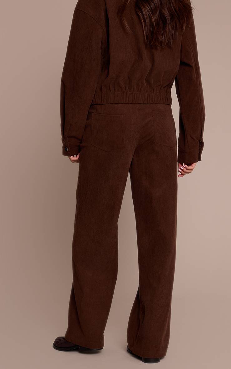 Marron Foncé Pantalon Droit En Velours Côtelé