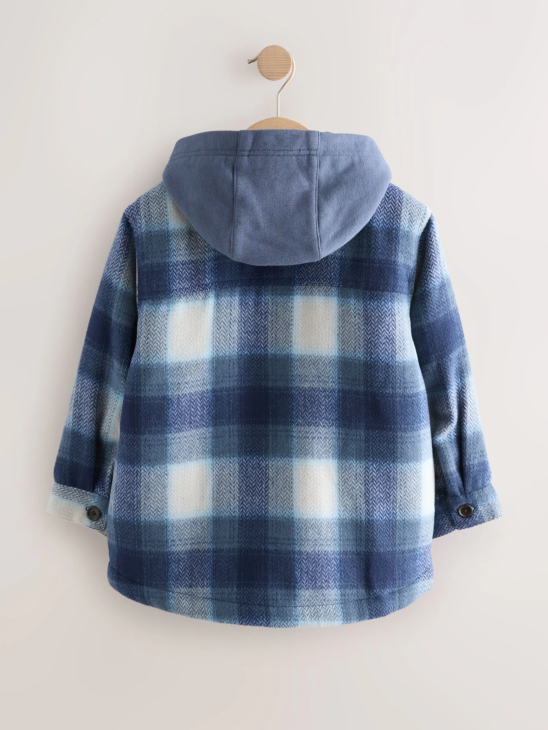 Donkerblauw - Borg gevoerde Ruit Overshirt Met capuchon (3-16jr)