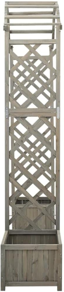 vidaXL Garten-Pergola mit Blumenkasten Grau Massivholz Tanne