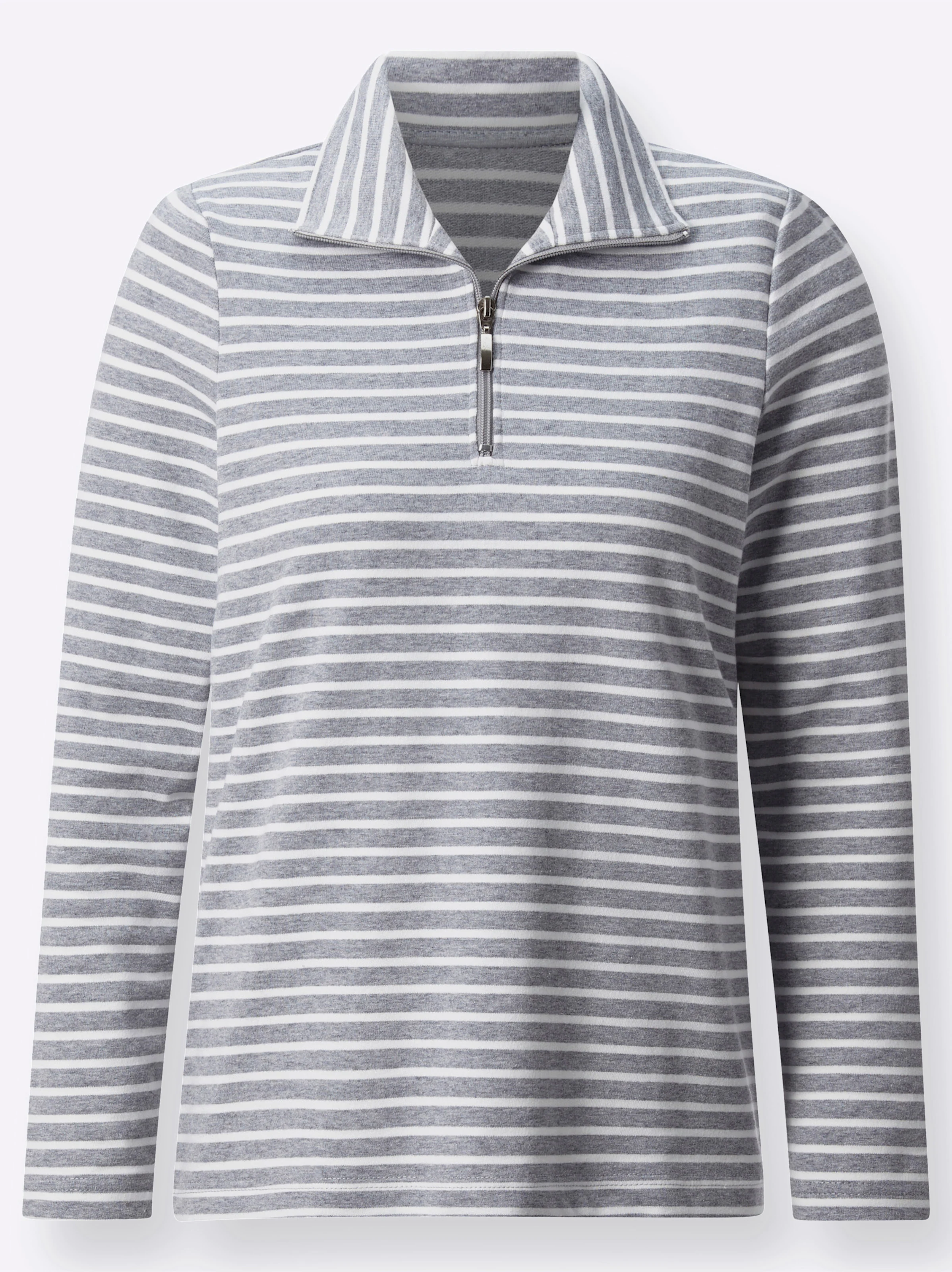 Langarmshirt in grau-gestreift