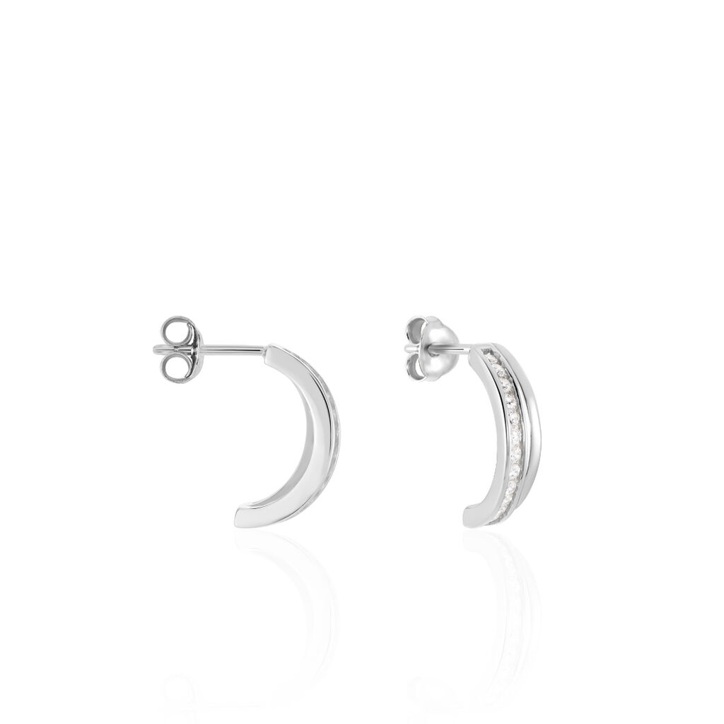 Créoles Otho Rondes Argent Blanc Oxyde De Zirconium