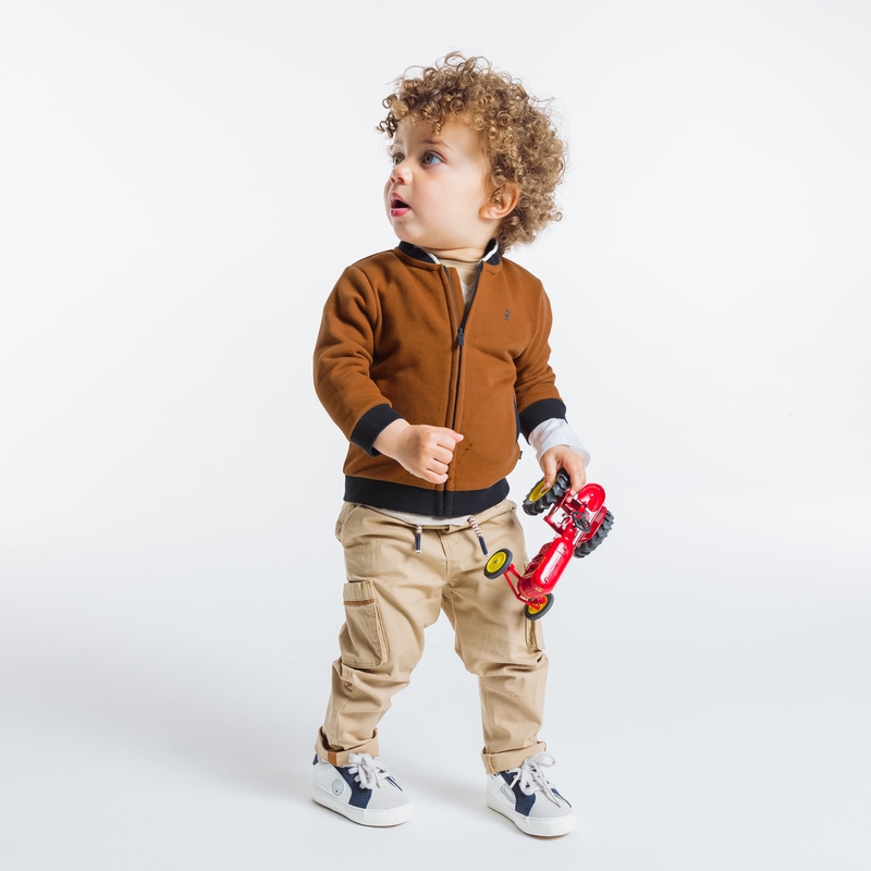 Teddy zippé en molleton doux marron bébé garçon