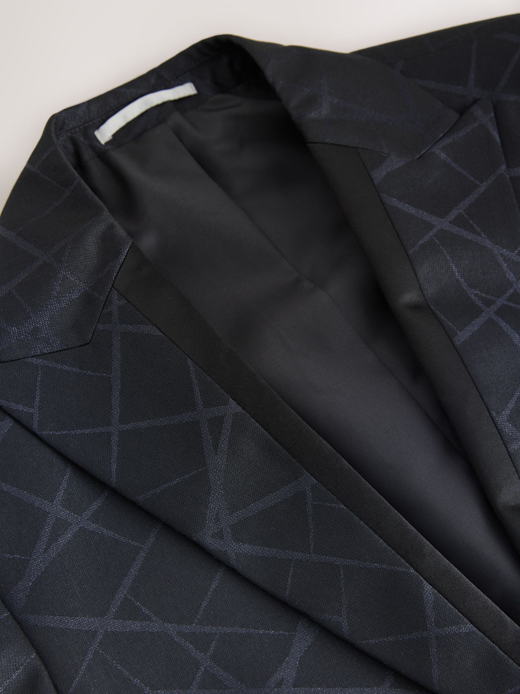 Zwart - Slim Fit Jacquard Texture Tuxedo Suit Jacket