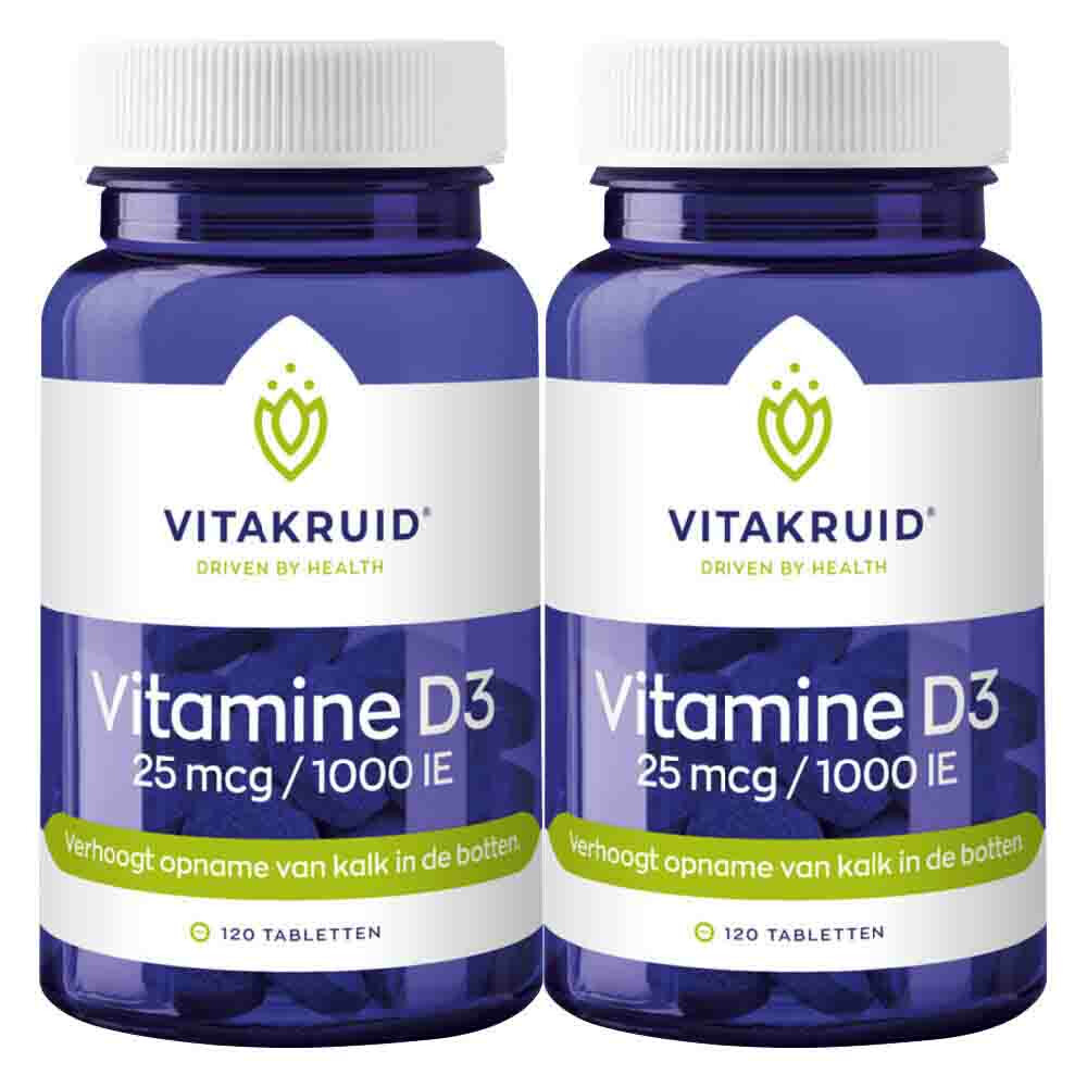 2x Vitakruid Vitamine D3 25 mcg120 tabletten