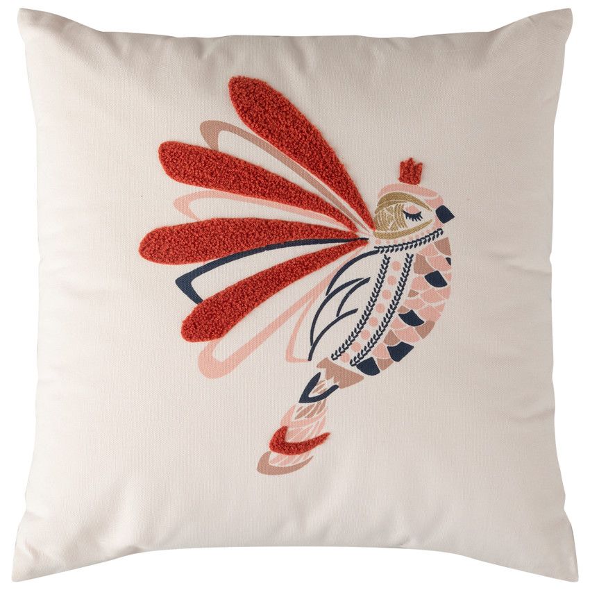 Coussin décoratif motif oiseau - Rose