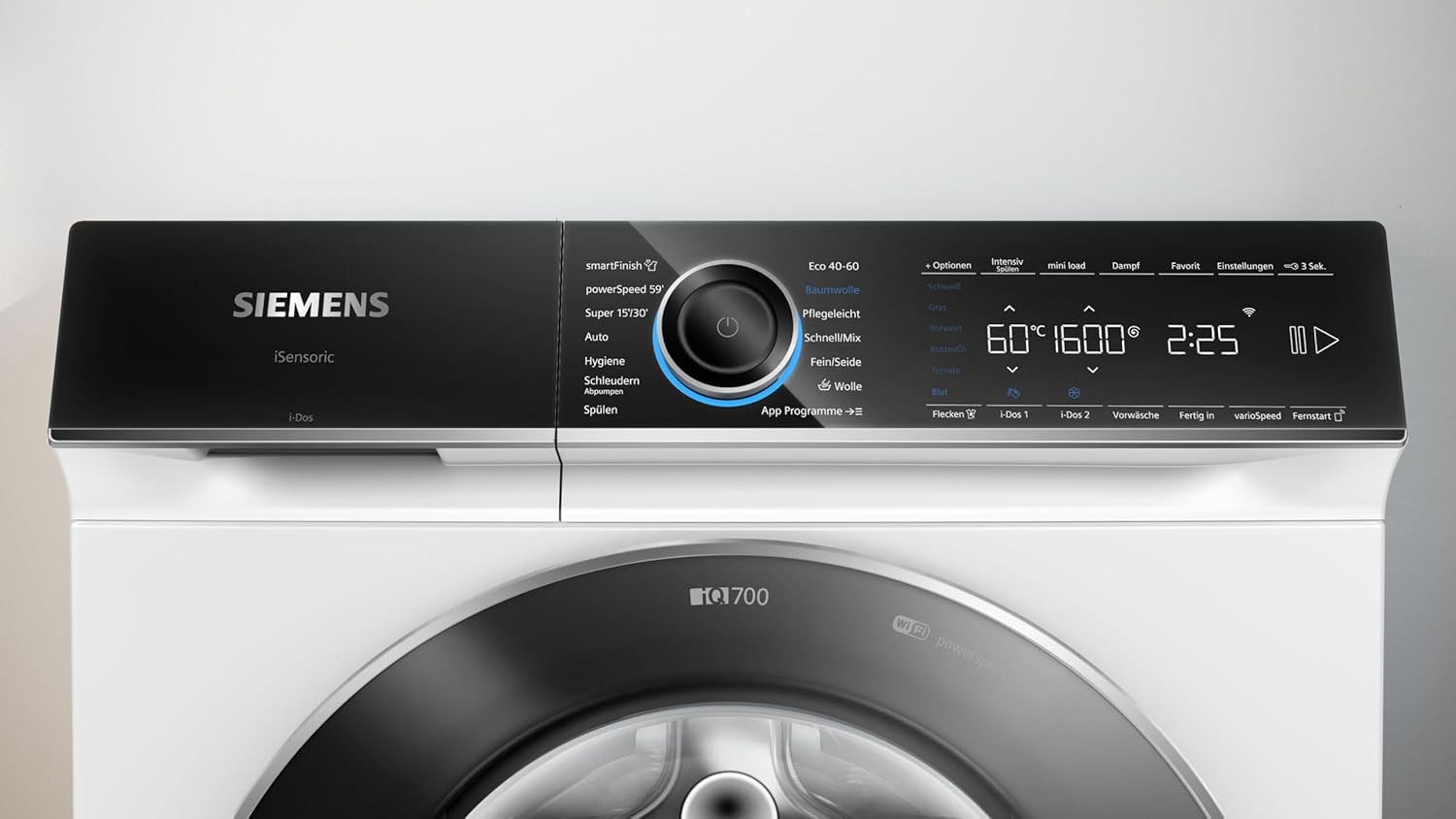 Siemens WG56B2A41, iQ700, Smarte Waschmaschine 10 kg, 1600 UpM, Made in Germany, i-Dos, Antiflecken-System, smartFinish Bügelhilfe, schneller Waschen mit speedPack XL, Mini load für Einzelteile