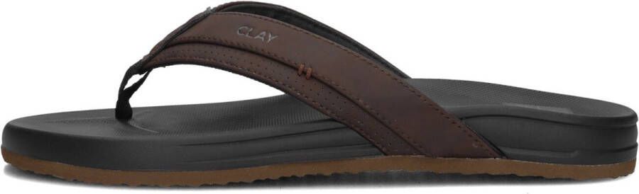 CLAY Slippers Heren 003 Maat: 48 Materiaal: Leatherlook Kleur: Bruin